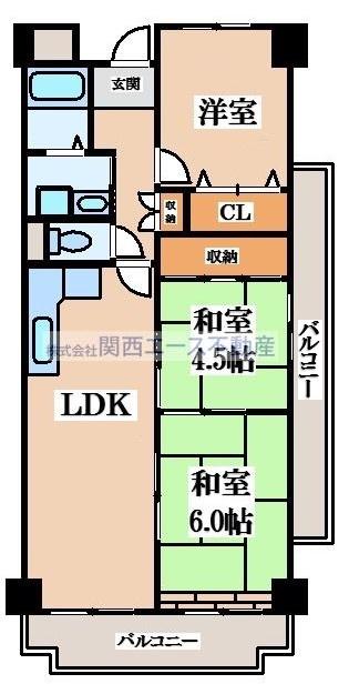 サンマンション南野(3LDK/4階)の間取り写真