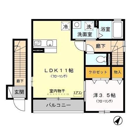 プラセール(1LDK/2階)の間取り写真