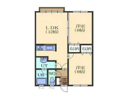 SAKURA APARTMENTSサクラアパートメント(2LDK/2階)の間取り写真