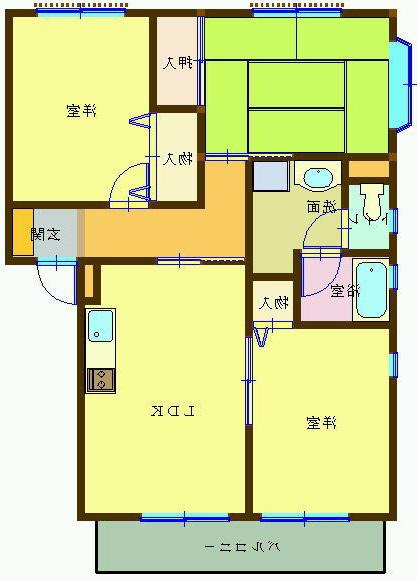 ウィル大みか(3LDK/1階)の間取り写真