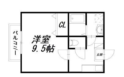 カズIII(1K/2階)の間取り写真
