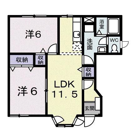 エスポワールD(2LDK/1階)の間取り写真