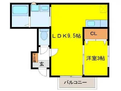 リエット(1LDK/1階)の間取り写真