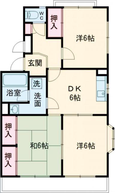 シベール二番館(3DK/4階)の間取り写真