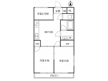 山共ビル(2SDK/2階)の間取り写真