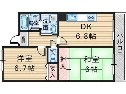 ユマン蛍苑(2DK/3階)の間取り写真