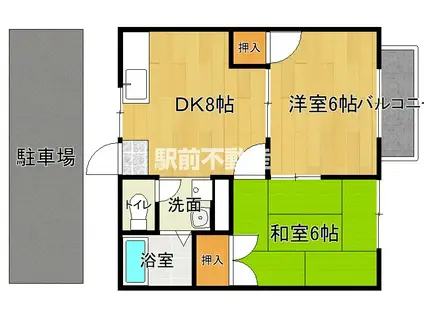 コーポ大和リバーサイド(2DK/1階)の間取り写真