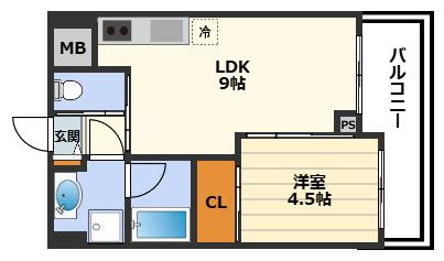 ノルデンハイム天神橋アドバンス(1LDK/7階)の間取り写真