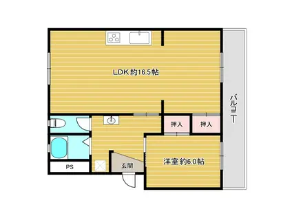 ボスコ山津(1LDK/1階)の間取り写真