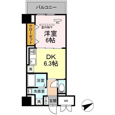 サンジョイア(1DK/3階)の間取り写真