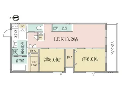 ヘーベルヴィレッジ練馬平和台オカバ練馬平和台ヘーベルV(2LDK/3階)の間取り写真