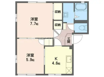 ハイツあおば(2K/1階)の間取り写真