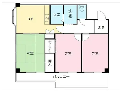 ローズホール(3DK/2階)の間取り写真