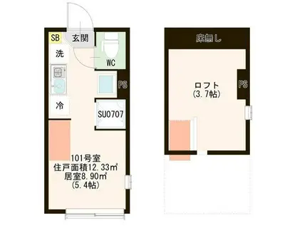 IN BLOOM(ワンルーム/1階)の間取り写真