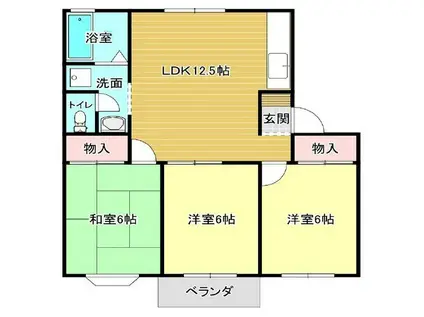 ファミーユ平野A(3LDK/2階)の間取り写真