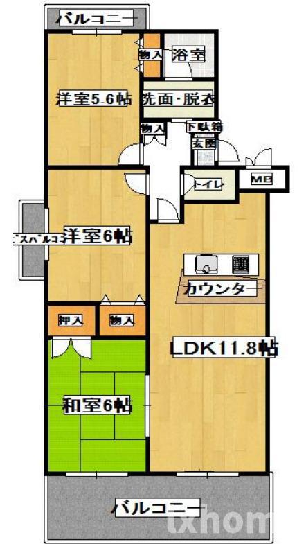 スペンドカームリー(3LDK/2階)の間取り写真