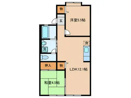 MISTRAL神戸西(2LDK/1階)の間取り写真