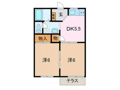 ニートハウス(2DK/1階)の間取り写真