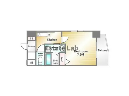 メインステージ須磨(1K/4階)の間取り写真