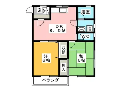 リバティ・スクエア(2DK/2階)の間取り写真