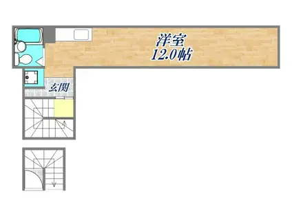 湊川公園パークハウス(ワンルーム/1階)の間取り写真