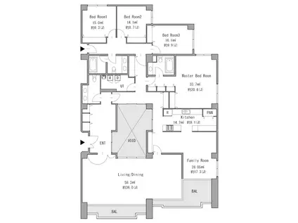 神戸北野レジデンス(4LDK/3階)の間取り写真