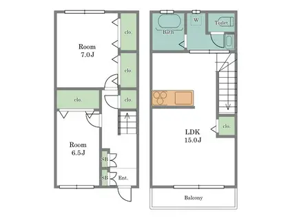 サンフローラ(2LDK/1階)の間取り写真