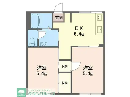 メゾン城山(2DK/1階)の間取り写真