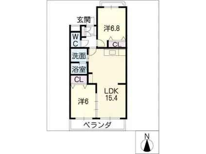 BEL・AIRII(2LDK/3階)の間取り写真