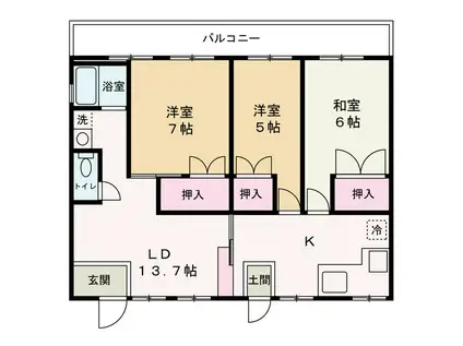イリスM(3DK/2階)の間取り写真