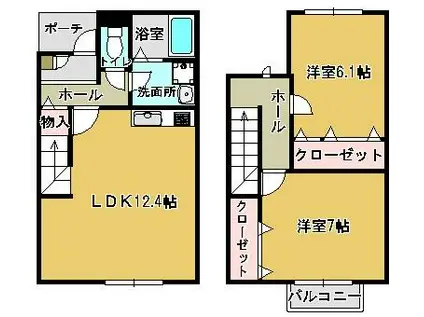 アスピリアOLE(2LDK/1階)の間取り写真