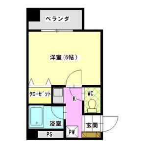 ウエスト1(1K/4階)の間取り写真