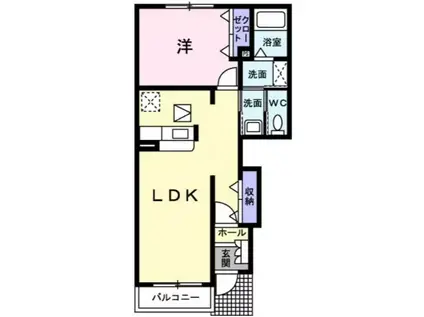 ガーデンプレイス大崎B(1LDK/1階)の間取り写真