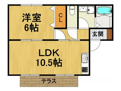 シャティハイム(1LDK/1階)の間取り写真