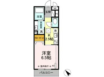 クレインリング丸山台(1K/1階)の間取り写真