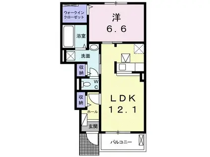 カルム・ソシアB(1LDK/1階)の間取り写真
