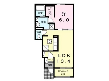 ミーテ・ルーチェ(1LDK/1階)の間取り写真