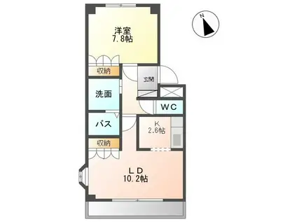 サンプレス市場木(1LDK/2階)の間取り写真