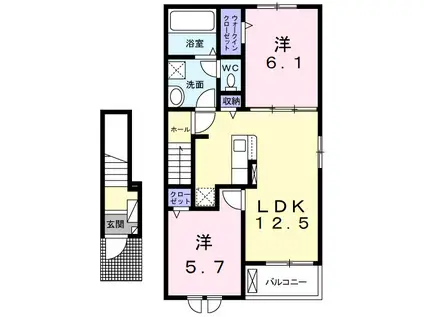 メゾンY&TII(2LDK/2階)の間取り写真