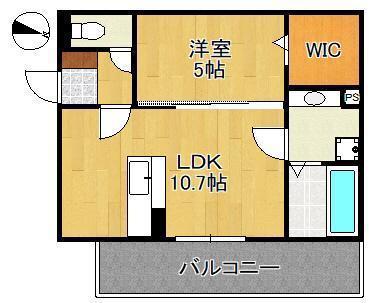 MER行事 A棟(1LDK/3階)の間取り写真