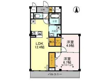 メゾン ド 常盤(2LDK/4階)の間取り写真