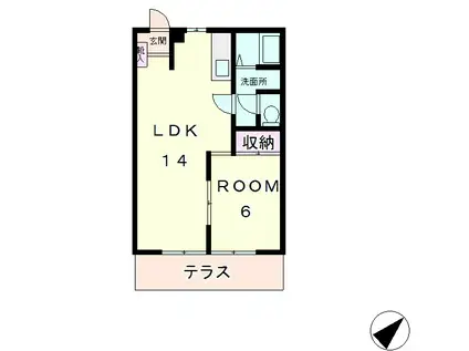 ソレイユ唐崎(1LDK/1階)の間取り写真