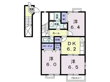 グリーンヒルA(3DK/2階)の間取り写真