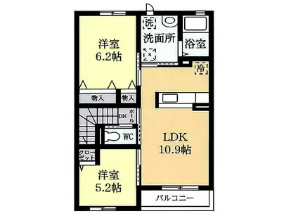 マストライフ守谷本町 B(2LDK/2階)の間取り写真