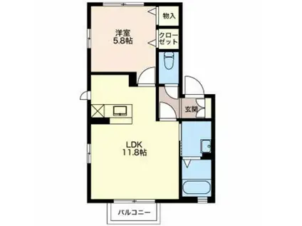 シャーメゾン高田D(1LDK/1階)の間取り写真