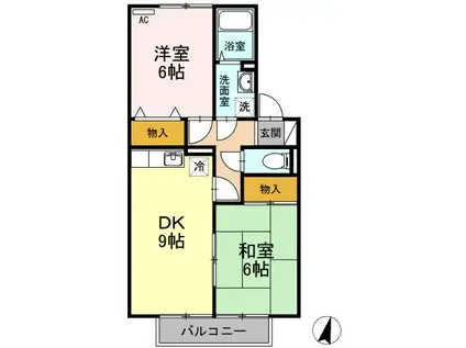 ドエル栗原(2DK/2階)の間取り写真