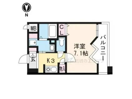 アーバンウェル茨木(1K/11階)の間取り写真