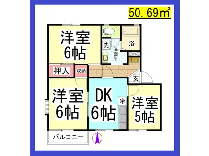 JH ハイツシンフォニーIII(3DK/2階)の間取り写真