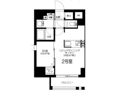 グランジット千代田水道橋(1LDK/8階)の間取り写真