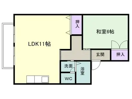セジュールのざきC棟(1LDK/2階)の間取り写真